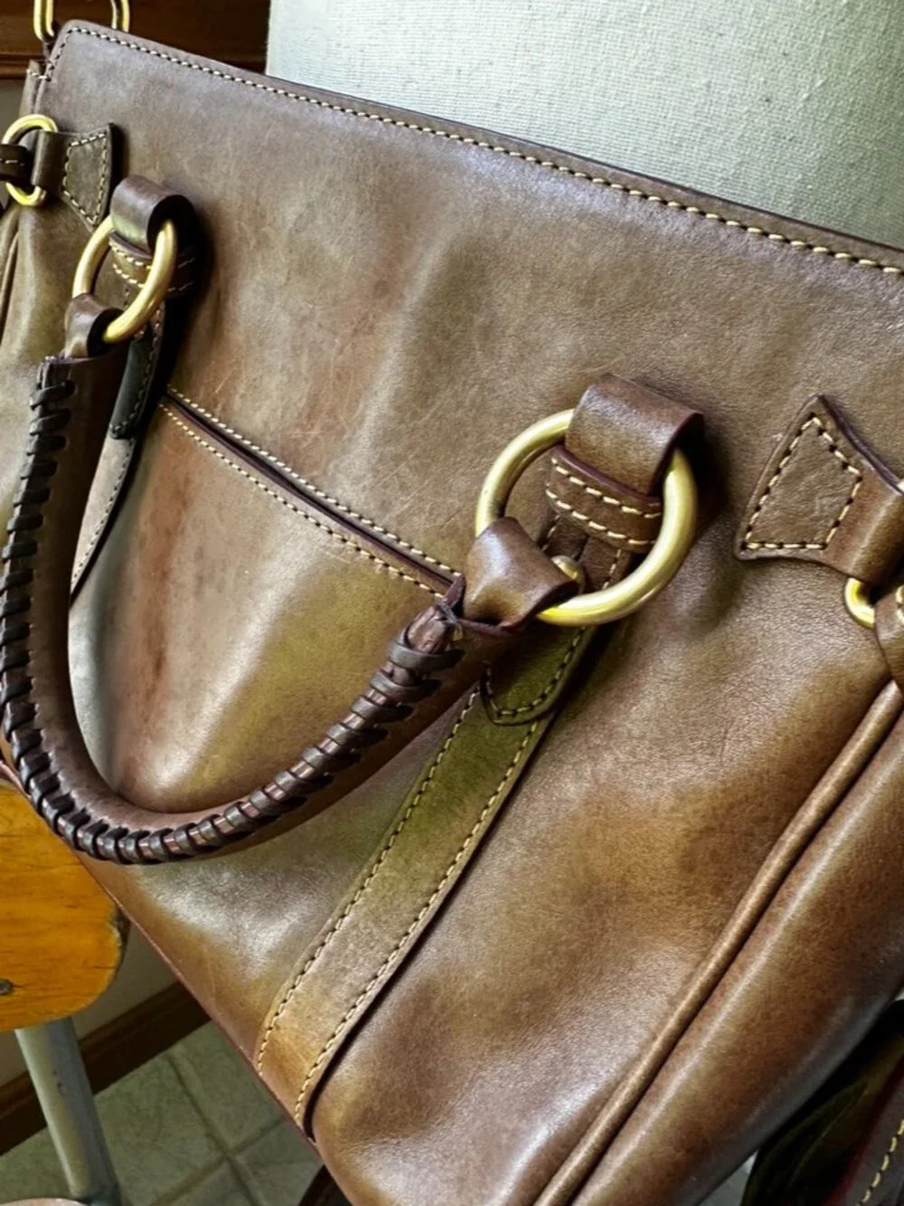 Dooney & Bourke Florentine Leather Satchel Purse, Brown